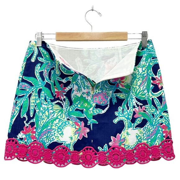 Lilly Pulitzer Tate Mini Skirt in Bright Navy & Pink Trunk Show Women’s Size 8 - Picture 3 of 12